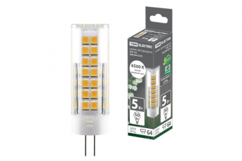 Лампа светодиодная G4-5 Вт-230 В-6500 К, SMD, 16x55 мм | SQ0340-0218 | TDM