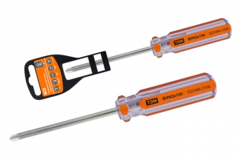 Отвертка крестовая, прозрачная рукоятка, углеродистая сталь, тип PH2 x 150 мм, серия 