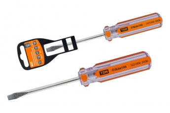 Отвертка шлицевая, прозрачная рукоятка, углеродистая сталь, тип SL6.0 x 150 мм, серия 