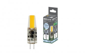 Лампа светодиодная G4-1,5 Вт-AC/DC 12 В-4000 К, COB, 9,5х36 мм | SQ0340-0091 | TDM