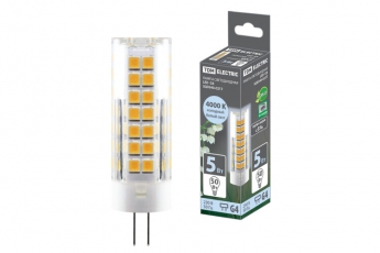 Лампа светодиодная G4-5 Вт-230 В-4000 К, SMD, 16x55 мм | SQ0340-0217 | TDM
