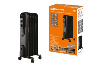 Масляный обогреватель МО-7К, чёрный, 1500 Вт, 7 сек, рег. мощ. (600/900/1500 Вт), термостат, | SQ2501-0904 | TDM