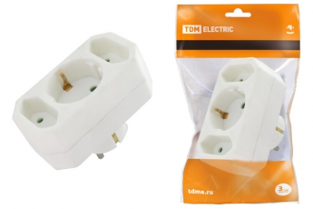 Блок на 3 гнезда: 1x2П+3 16 А + 2х2П 2,5 А под плоскую вилку 250 B белый | SQ1806-0201 | TDM