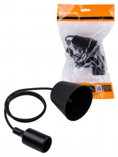 Патрон пластиковый Е27 с подвесом 1 м, черный TDM | SQ0335-0062 | TDM