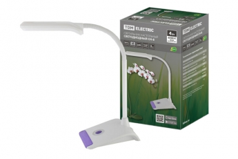 Светильник светодиодный настольный СН-8, 4 Вт, гибкий, выключатель, 6500 К, фиолетовый, 220 В, TDM | SQ0337-0097 | TDM