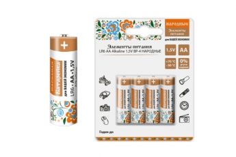 Элемент питания LR6 AA Alkaline 1,5V BP-4 Народный | SQ1702-0007 | TDM