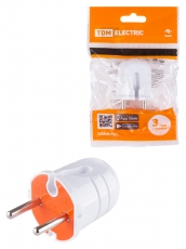 Вилка б/з белая с красной вставкой 10А 250В | SQ1806-0209 | TDM