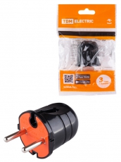 Вилка б/з черная с красной вставкой 10А 250В | SQ1806-0210 | TDM