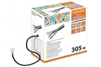 Кабель витая пара народный F/UTP Cat 5e 4х2х24AWG (305м) PE, чёрный | SQ0107-0119 | TDM