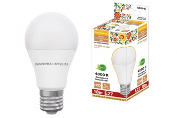 Лампа светодиодная НЛ-LED230-A65-18 Вт-230 В-4000 К-Е27, (65х128 мм), Народная | SQ0340-1636 | TDM