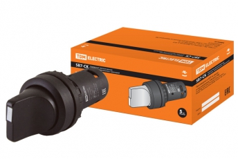 Переключатель на 2 положения с фиксацией SB7-CD25 короткая ручка d22мм 1з+1р черный | SQ0746-0071 | TDM