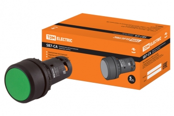 Кнопка с фиксацией SB7-CAL35 d22мм 1з+1р зеленая | SQ0746-0014 | TDM