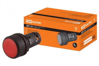 Кнопка с фиксацией SB7-CAL45 d22мм 1з+1р красная | SQ0746-0015 | TDM