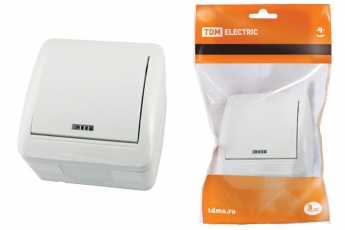 Выключатель 1-кл. открытой установки с подсветкой IP44 10А белый 