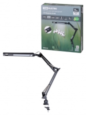 Светильник светодиодный струбцина СН-30, 2 колена, диммер, 220 В, 9 Вт, 5000 К, черный, | SQ0337-0160 | TDM