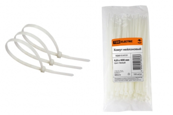 Хомут 4,8х400мм нейлон (белый) (100шт)  | SQ0515-0131 | TDM
