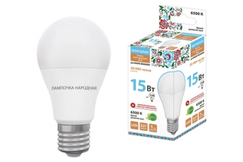 Лампа светодиодная НЛ-LED-A60-15 Вт-230 В-6500 К-Е27, (60х112 мм), Народная | SQ0340-1516 | TDM