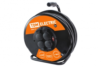 Удлинитель силовой УХз16-004 TDM (метал. катушка, А3, 4 места IP44/30м КГ 3х1,5) | SQ1301-0160 | TDM