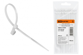 Хомут нейлоновый с монтажным отверстием 3,6х150 мм (белый) (100шт) | SQ0515-0503 | TDM