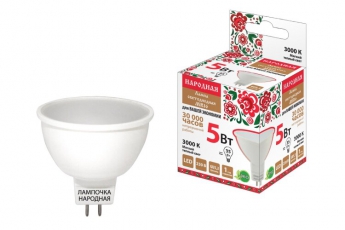 Лампа светодиодная LED 5Вт GU5.3 230В 3000К MR16 Народная отражатель (рефлектор) | SQ0340-0129 | TDM