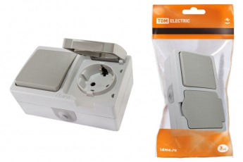 Блок комбинированный (горизонтальный) выключатель 1-кл. + розетка 2П+З с з/ш БКВР IP54 