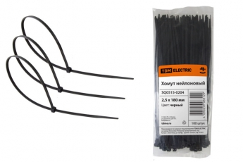Хомут 2,5х180мм нейлон (черный) (100шт)  | SQ0515-0204 | TDM