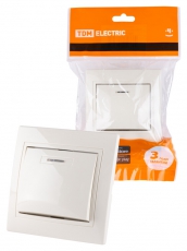 Выключатель 1 кл. с подсветкой 10А сл. кость 