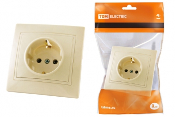 Розетка 2П+З 16А 250В сл. кость 