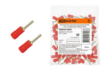 Наконечник круглый штыревой НкИш 0,5-1,5 красный (100шт) | SQ0545-0001 | TDM