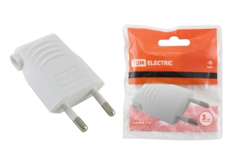 Вилка б/з белая 10А 250В (евровилка CEE 7/16) угловой вывод проводника | SQ1806-0090 | TDM