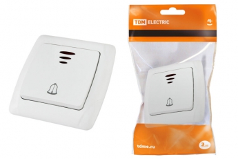 Кнопка звонковая с подсветкой 6А белая 