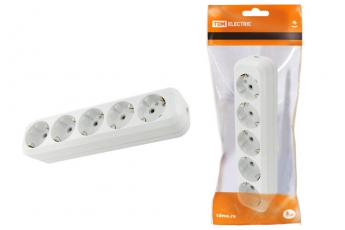 Колодка розеточная 5 гнезд 2П+3 16А 250В белая | SQ1806-0035 | TDM