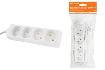 Удлинитель бытовой У4 4 гнезда, 1,5метра, без заземления, ПВС 2х0,75мм2 10А/250В | SQ1303-0210 | TDM