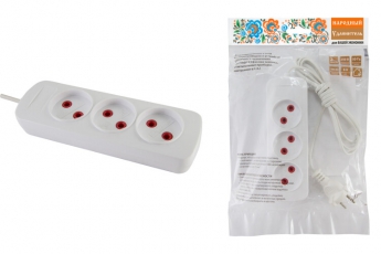 Удлинитель народный УН3 3 гнезда, 1,5метра, б/з, ШВВП 2х0,75 мм2 6А/250В | SQ1303-1200 | TDM