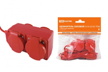 Удлинитель силовой Уз16-02/02 (с крышками IP44, 4 места/5м ПВС 3х1,0) | SQ1302-0010 | TDM
