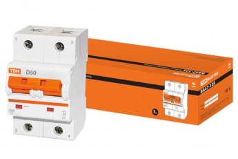 Выключатель автоматический двухполюсный ВА47-125 50А D 15кА | SQ0208-0020 | TDM