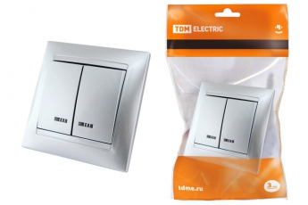 Выключатель 2 кл. с подсветкой 10А серебр. металлик 