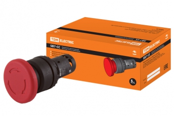 Кнопка грибовидная, возврат поворотом SB7-CCS545 d35мм 1з+1р красная | SQ0746-0048 | TDM