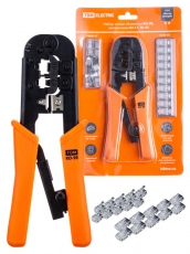 Набор: клещи обжимные KO-9E (RJ-11/45), наконечники RJ-11(10 шт), RJ-45(10 шт), «МастерЭлектрик» | SQ1001-0207 | TDM