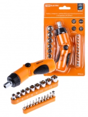 Набор отвертка с реверсивно-рычажной рукояткой с насадками, №2, 21 предмет 