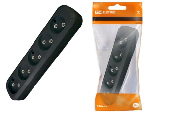 Колодка розеточная 5 гнезд 2П б/з 10А 250В черная | SQ1806-0134 | TDM