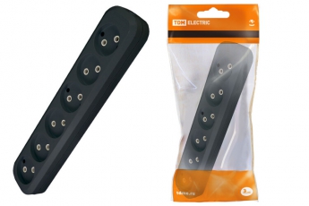 Колодка розеточная 6 гнезд 2П б/з 10А 250В черная | SQ1806-0138 | TDM