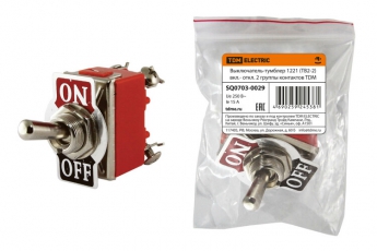 Выключатель-тумблер 1221 (ТВ2-2) вкл.- откл. 2 группы контактов | SQ0703-0029 | TDM