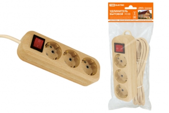 Удлинитель бытовой У03В выключатель, 3 гнезда, 5метров,2П+3, ПВС 3х1мм2 