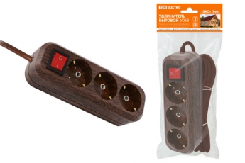 Удлинитель бытовой У03В выключатель, 3 гнезда, 3метра,2П+3, ПВС 3х1мм2 
