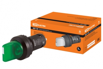 Переключатель на 2 положения с фиксацией SB7-CK2361-220V короткая ручка(LED) d22мм 1з зеленый | SQ0746-0053 | TDM