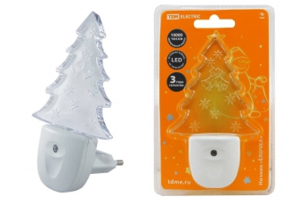 Ночник Елочка 0,3Вт светодиодный белый с с датчиком света | SQ0357-0010 | TDM