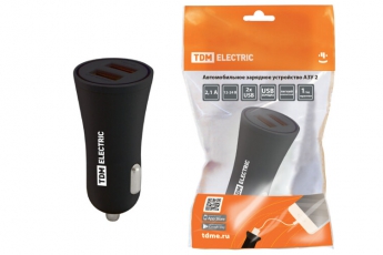 Автомобильное зарядное устройство, АЗУ 2, 2,1 А, 2 USB, черный, | SQ1810-0202 | TDM