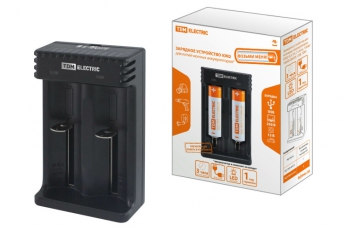 Зарядное устройство для литиевых аккумуляторов ION2 (0.5/1A, 2 слота, 10440/18650/26650), USB, | SQ1702-0113 | TDM