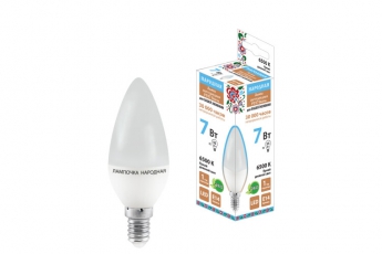 Лампа светодиодная FС37-7 Вт-230 В -6500 К–E14 Народная | SQ0340-1541 | TDM